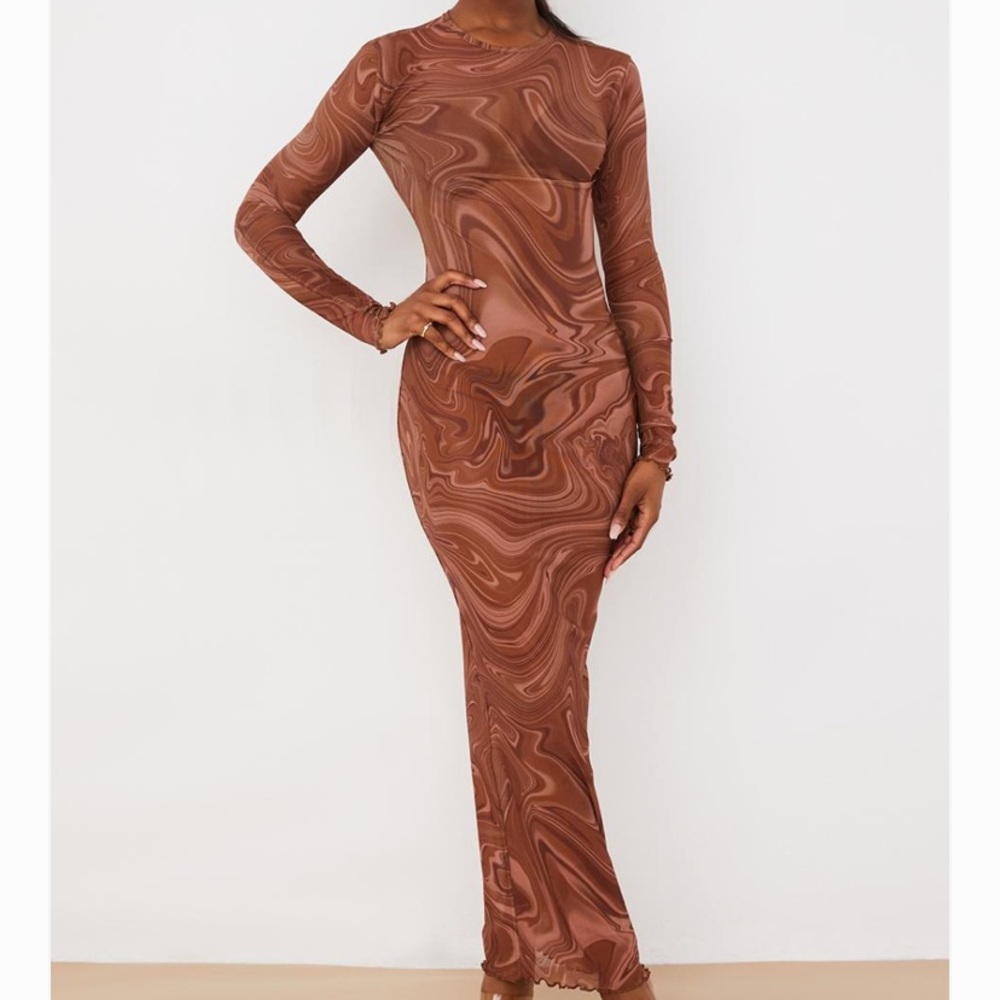 Cocoa swirl maxi dress (sheer)